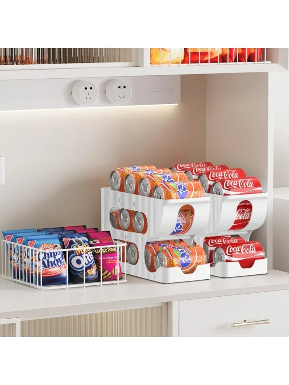 Space-Saving Soda Can Organizer 2-Pack | Automatic Rolling Drink Dispenser for